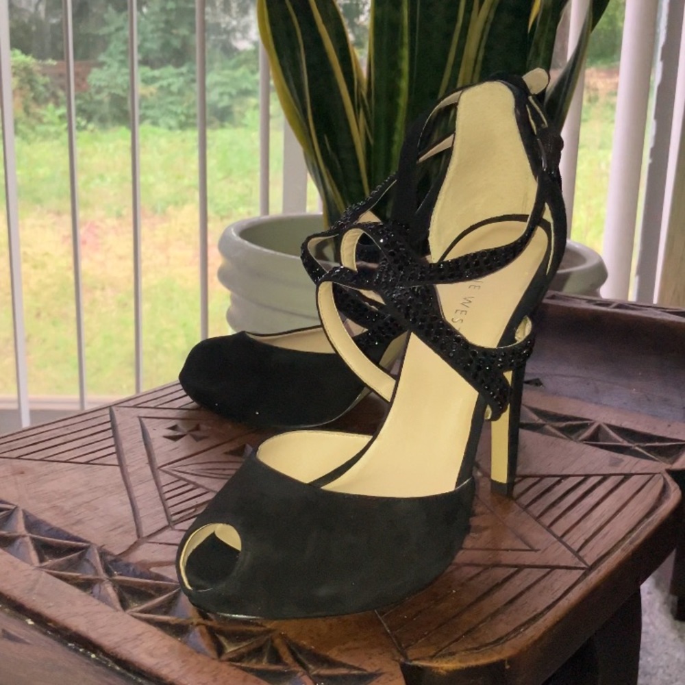 Nine West Black Strappy High Heels